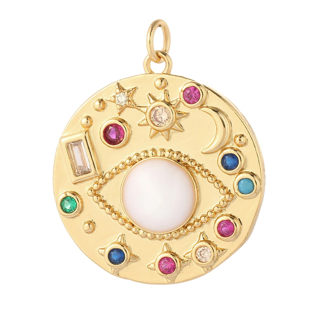 Charm Gems Guardian golden medallion with protective symbols Arabian Nights