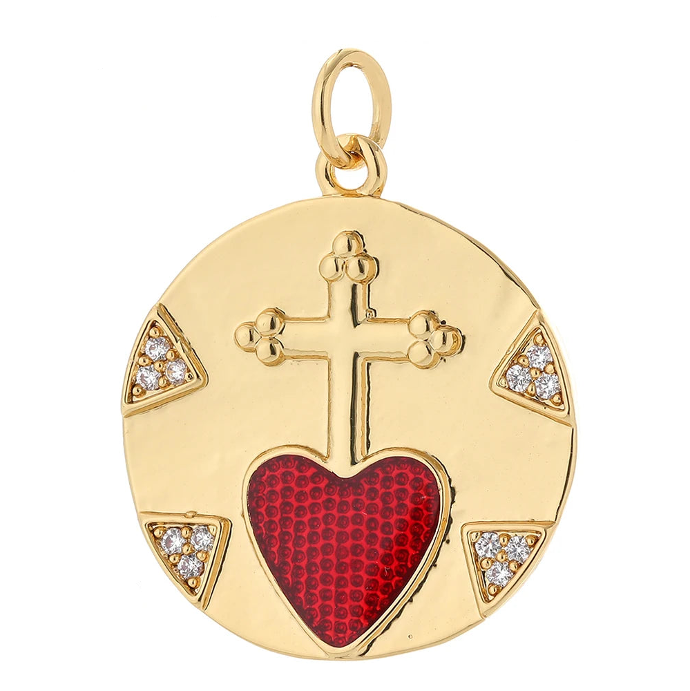 Imperial Seal, Charmeez gold charm, red heart, cross, rhinestone accents, DIY jewelry, custom charms, necklaces, bracelets, earrings, regal accessory