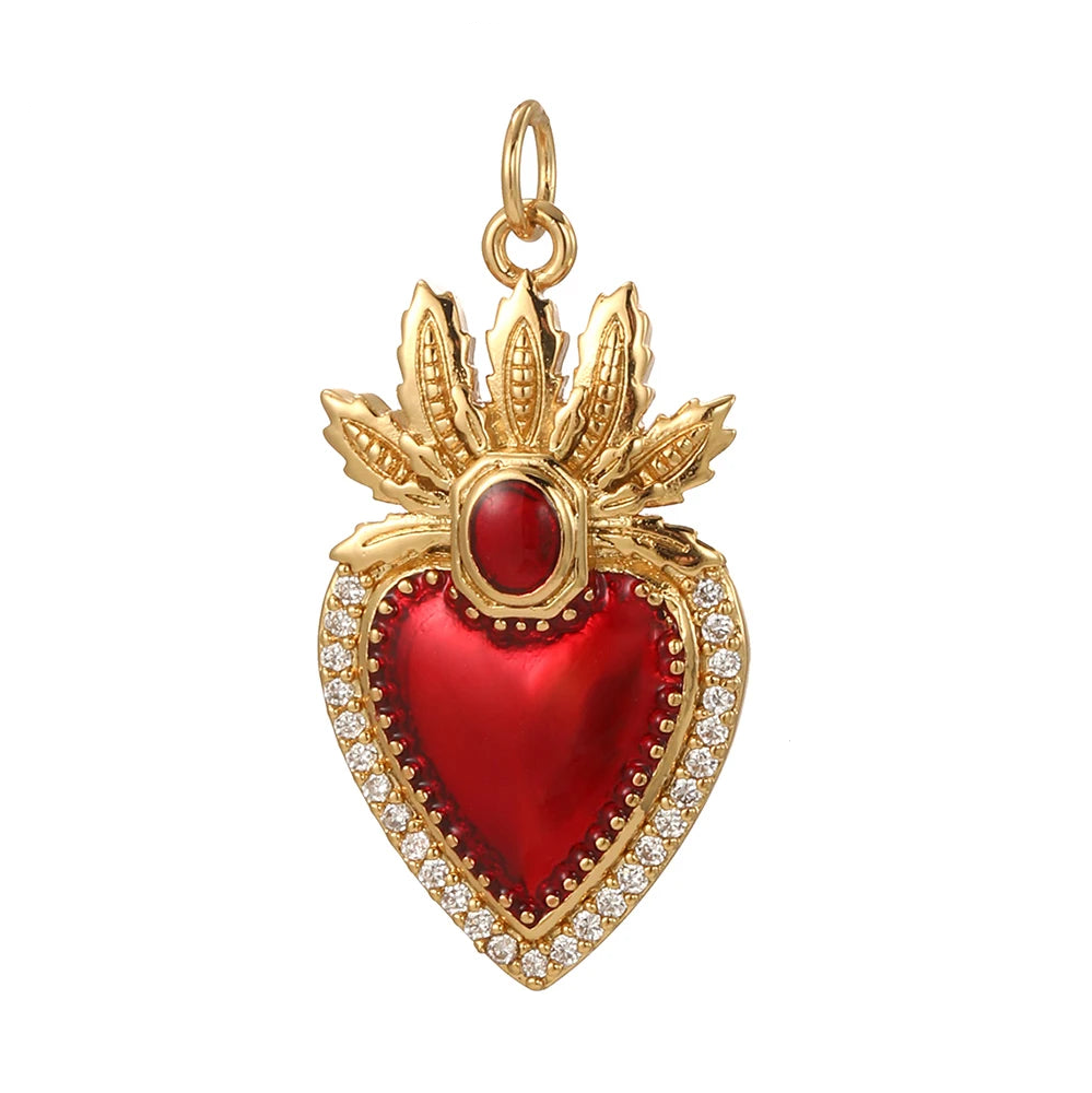 Red Lust charm, Charmeez gold charm, Queen of Hearts collection, flaming red heart pendant, crystal accents, bold romantic jewelry, maximalist charm, statement heart pendant, DIY jewelry supplies, custom charm for necklaces bracelets earrings, jewelry gift idea