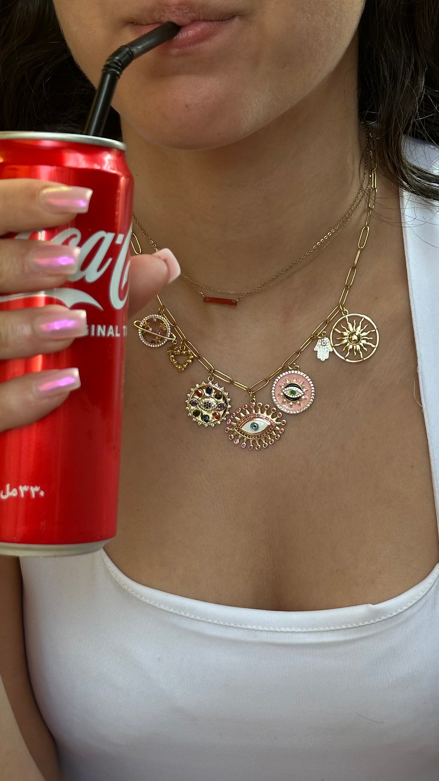 Star Planet charm with a golden planetary ring, shimmering zircons and a dangling star—a radiant, cosmic accent for custom, galaxy-inspired jewelry