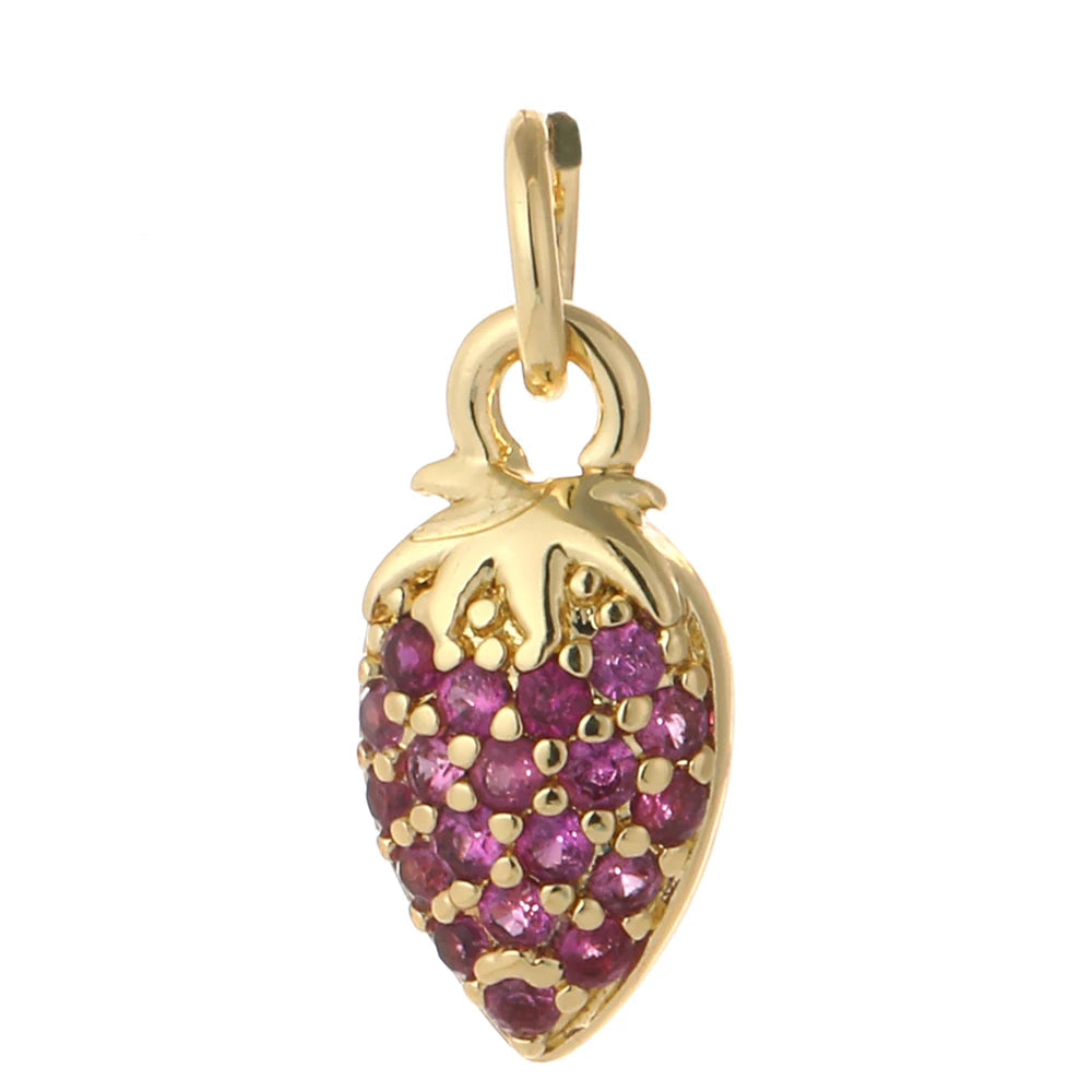 Sugarberry charm, Charmeez gold charm, Blush Affair collection, golden strawberry pendant, pink rhinestone charm, playful glam jewelry, cheeky fun design, sparkling statement piece, DIY jewelry supplies, custom charm for necklaces bracelets earrings, cute, bold, flirty, trendy