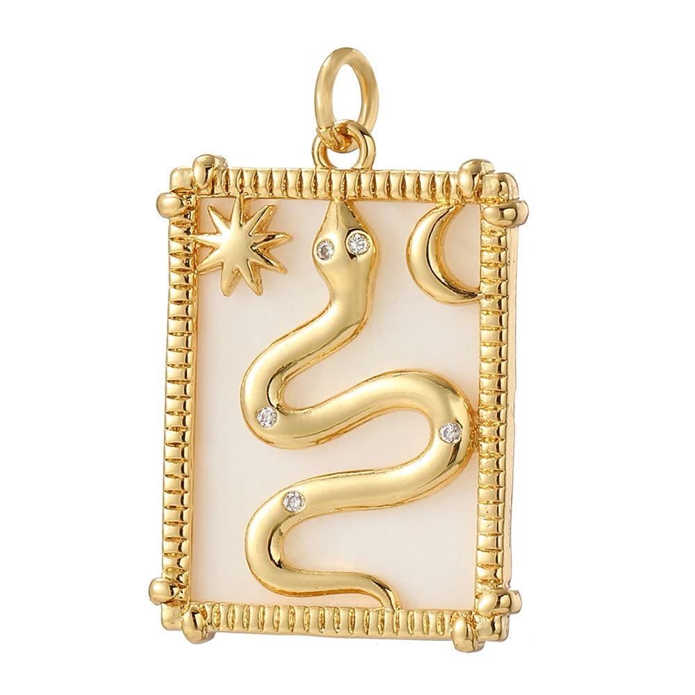 Basilisk charm, Charmeez, gold snake charm, gold snake pendant, , snake charm, gold-framed snake, snake jewelry, celestial design, bracelet charm, necklace charm, collectible charm, gift idea, detailed charm, mythical charm