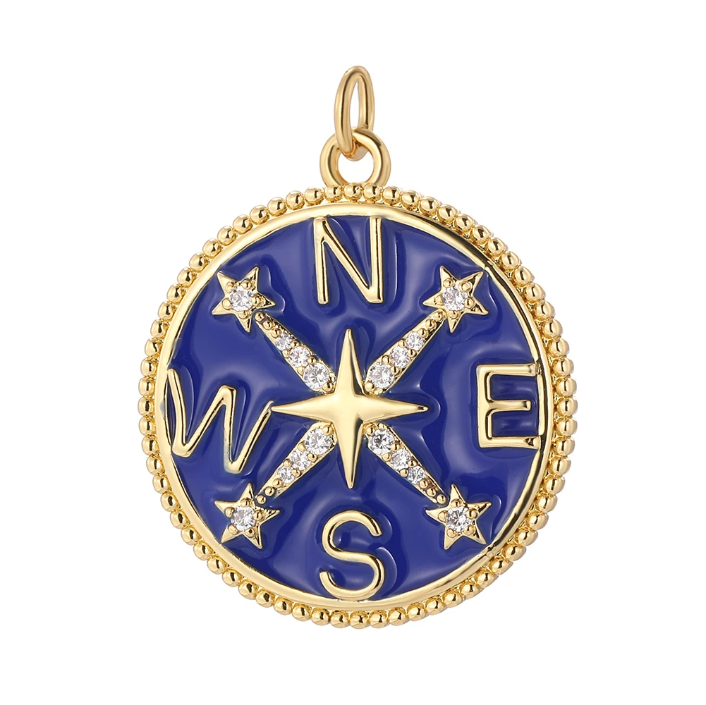 Compass charm, Charmeez, Caelestis collection, gold compass charm, gold compass, blue compass jewelry, directional markers, bracelet charm, necklace charm, collectible charm, gift idea, detailed charm