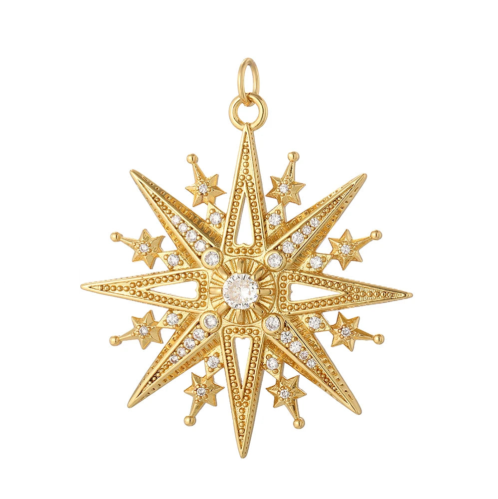 Compass Rose charm, Charmeez, Caelestis collection, golden compass charm, star compass jewelry, rhinestone charm, bracelet charm, necklace charm, celestial jewelry, gift idea