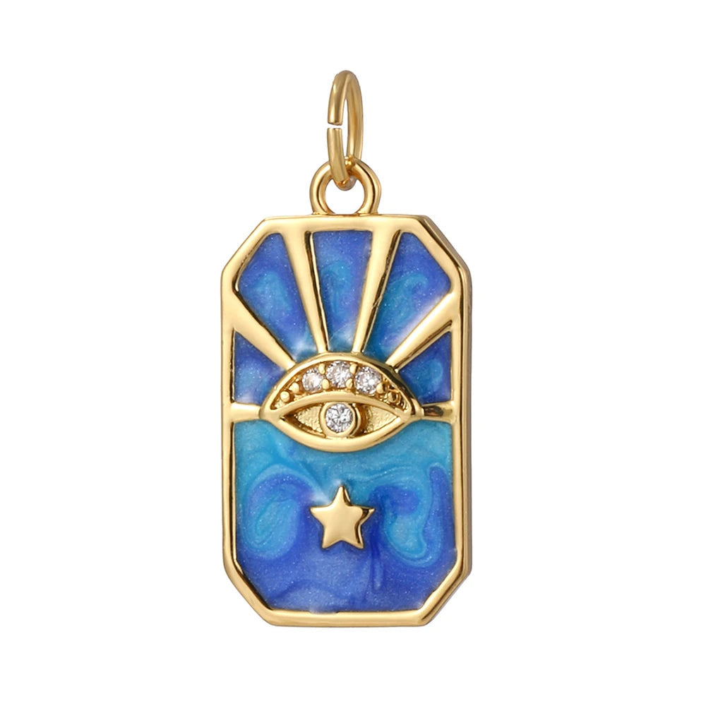 Cosmos Eye charm, Charmeez, Caelestis collection, cosmos charm, eye charm, blue swirl pendant, golden eye jewelry , rhinestone details, bracelet charm, necklace charm, celestial jewelry, gift idea, celestial pendant