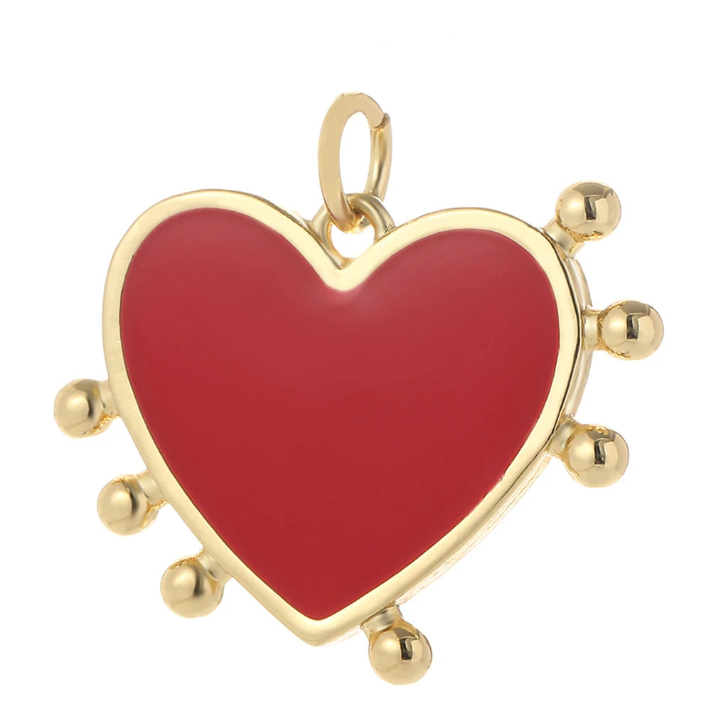 Covid Heart, Charmeez gold charm, red heart pendant, golden dot design, Queen of Hearts collection, bold heart charm, DIY jewelry supplies, custom charm for necklaces bracelets earrings, jewelry gift idea, unique love charm