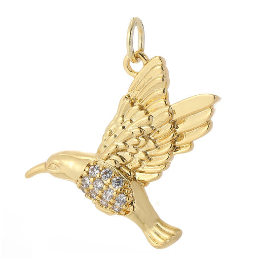 Gilded Bird charm, Charmeez, Wild Life collection, golden bird charm, bird jewelry, glitter charm, bracelet charm, necklace charm, collectible charm, gift idea, gift for her, bird charm
