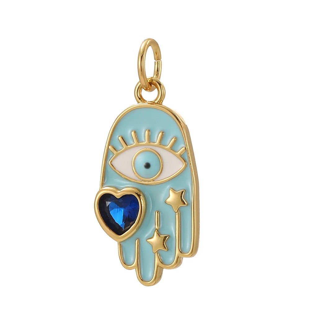 Keeper’s Watch gold charm, turquoise enamel, elegant jewelry piece for necklaces, bracelets, earrings, DIY charm, timeless accessory