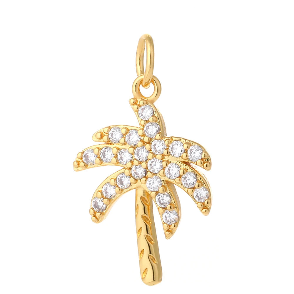 Palm Tree charm, Charmeez, Wild Life collection, golden charm, rhinestone charm, tropical jewelry, bracelet charm, necklace charm, seaside charm, playful charm, gift idea