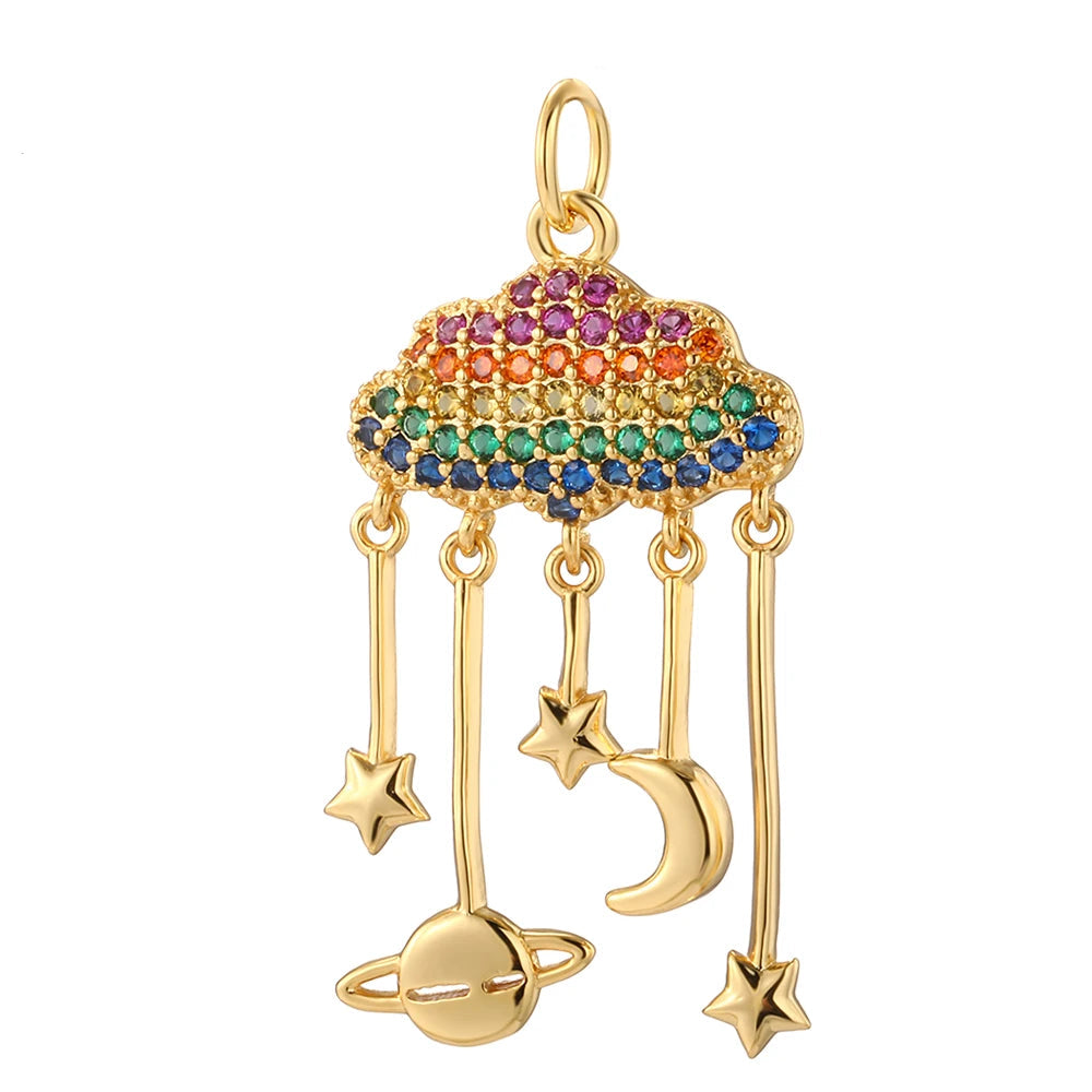 Rainbow charm, Caelestis collection, Charmeez, multicolor stones charm, cloud charm, star charm, moon charm, planet charm, bracelet charm, necklace charm, celestial jewelry, gift idea, multicolor rainbow