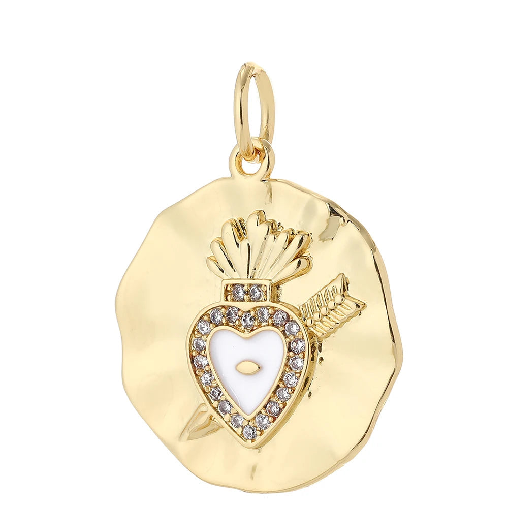 Royal Seal, Charmeez gold charm, Queen of Hearts collection, crowned heart emblem, textured medallion, DIY jewelry supplies, custom charm for necklaces bracelets earrings, jewelry gift idea