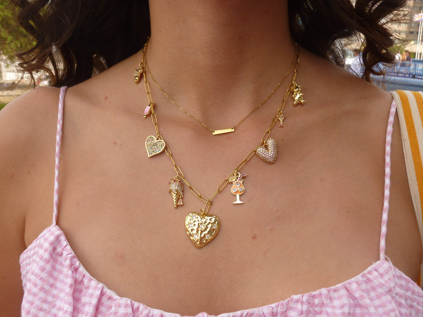 Sour Ice Cream charm with a golden cone and sparkling pink rhinestones—a playful, glam accent for bold, custom jewelry creations