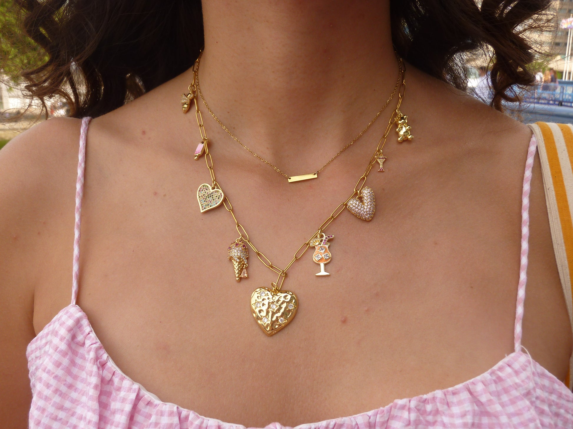 Sour Ice Cream charm with a golden cone and sparkling pink rhinestones—a playful, glam accent for bold, custom jewelry creations