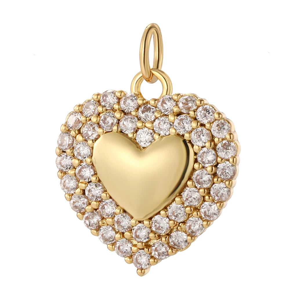 Serdtse charm, Charmeez gold charm, polished heart, rhinestone halo, Queen of Hearts style, DIY jewelry making, custom heart charm for necklaces bracelets earrings, jewelry gift idea