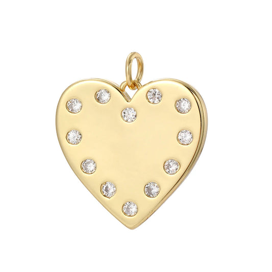 Shimmer Heart charm, Charmeez gold charm, Blush Affair collection, golden heart pendant, silver rhinestone charm, sparkling elegant jewelry, refined feminine accessory, DIY jewelry supplies, custom charm for necklaces bracelets earrings, sophisticated, captivating, chic, stylish, glamorous