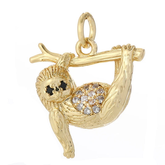 Sloth charm, Charmeez, Wild Life collection, golden sloth, rhinestone charm, bracelet charm, necklace charm, animal charm, luxury charm, gift for her, cute charm