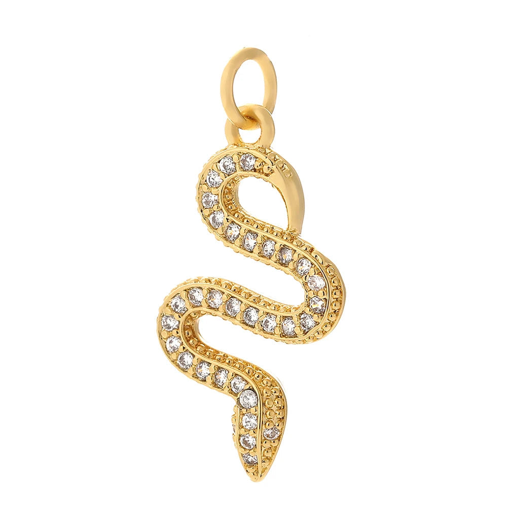 Snake charm, Charmeez, Wild Life collection, golden snake, silver rhinestones, serpent jewelry, bold charm, bracelet charm, necklace charm, statement jewelry, gift idea