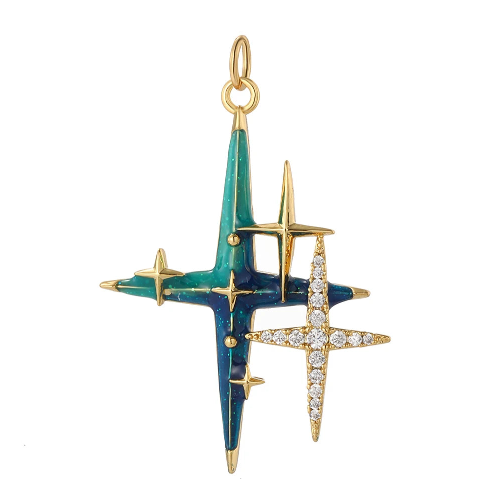 Spark charm, star charm, stars charm, Charmeez, Caelestis collection, two-star pendant, star pendant, silver star charm, blue star charm, celestial jewelry, bracelet charm, necklace charm, gift for her