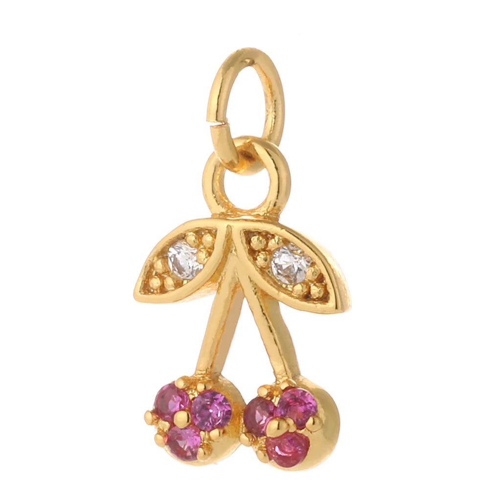 Sparkling Cherry charm, Charmeez gold charm, Blush Affair collection, cherry jewelry pendant, pink and silver rhinestone charm, sexy feminine jewelry, glamorous playful design, bold statement charm, DIY jewelry supplies, custom charm for necklaces bracelets earrings, flirty, chic, seductive, trendy
