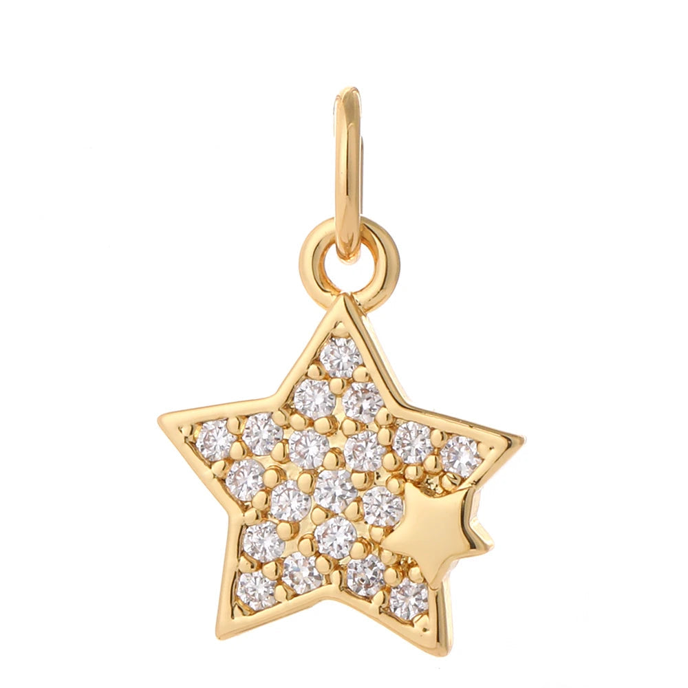 Starlette charm, Charmeez, Caelestis collection, star charm, star jewelry, gold star charm, pavé zircon star, celestial jewelry, bracelet charm, necklace charm, cosmic charm, gift idea