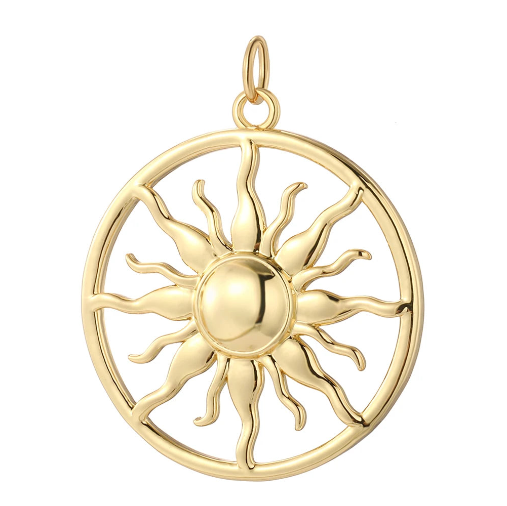 Sun Gate charm, Charmeez, Caelestis collection, gold sun pendant, sun charm, golden sun charm, radiant sun design, celestial charm, bracelet charm, necklace charm, gold jewelry, gift for her