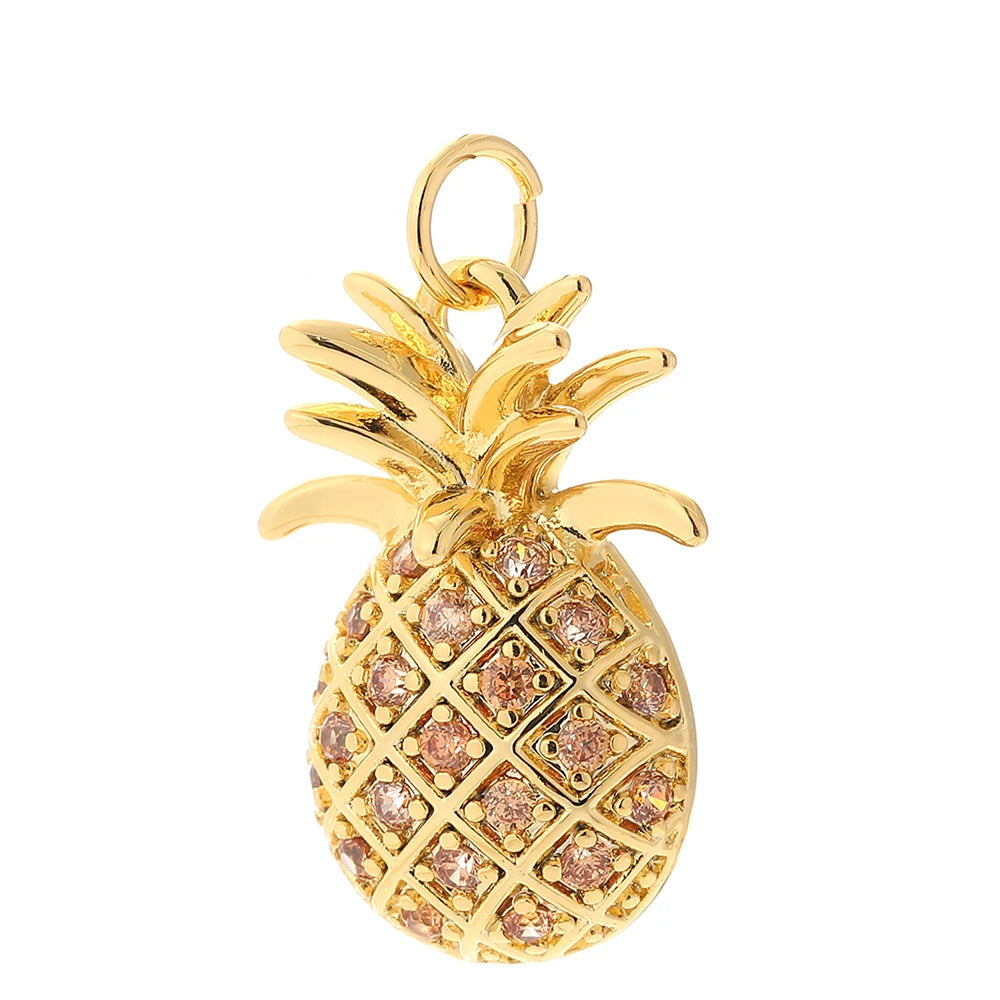 Sweet Pineapple charm, Charmeez, Wild Life collection, fruit charm, pineapple charm, golden pineapple, pink rhinestones, bracelet charm, necklace charm, bold jewelry, glamorous charm, gift idea, exotic charm