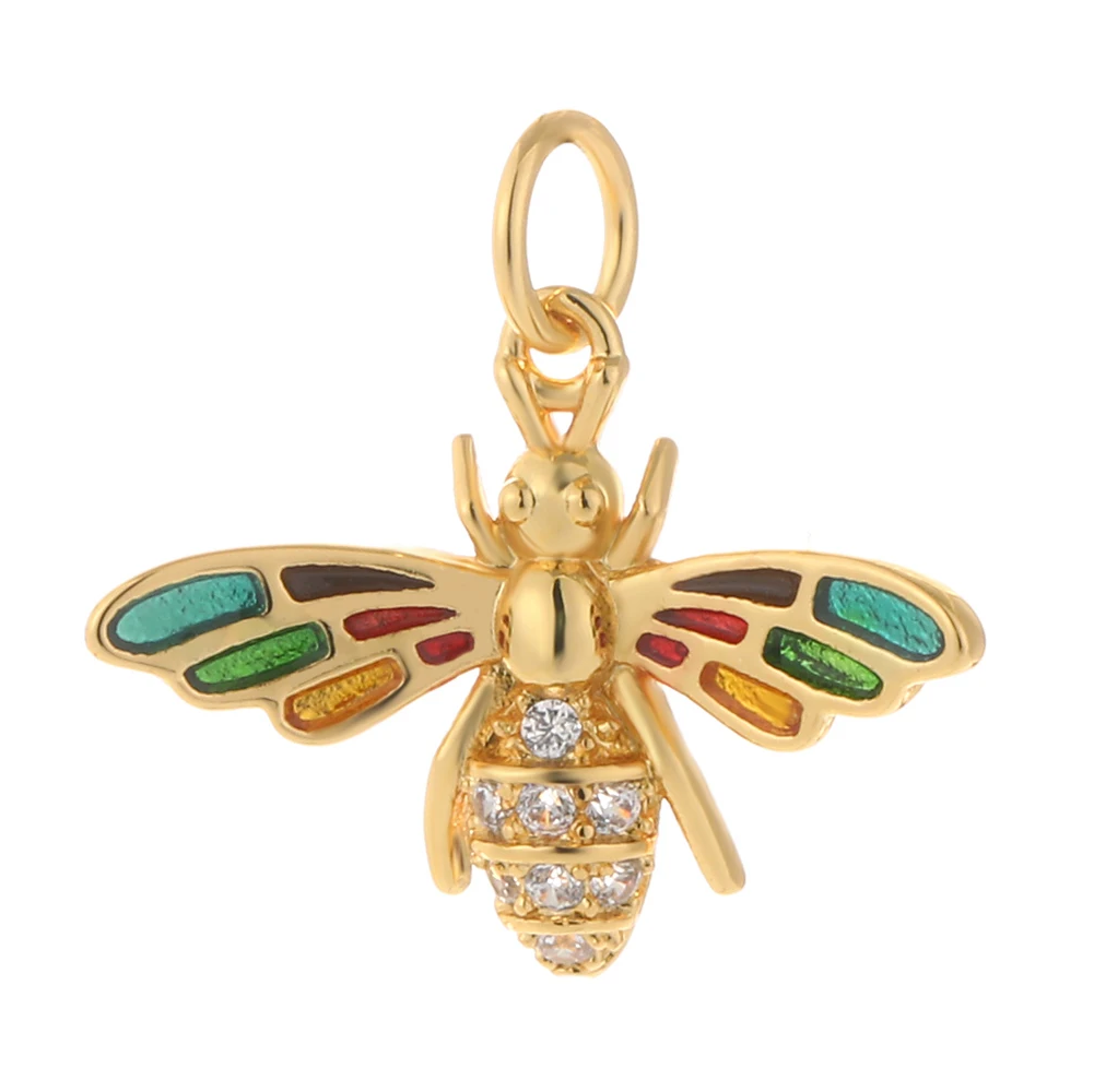 Tropical Bee charm, Charmeez, Wild Life collection, bee charm, golden bee, multicolor rhinestones, bracelet charm, necklace charm, colorful jewelry, gift idea, gift for her, multicolor bee, rainbow bee