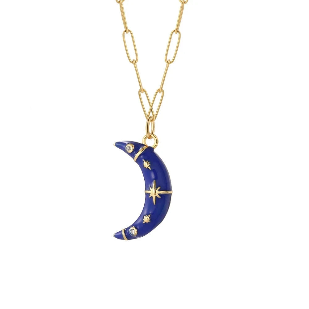 Deep blue crescent Moon charm with gold accents, a celestial and elegant piece to elevate custom creations with a refined, mystical touch
